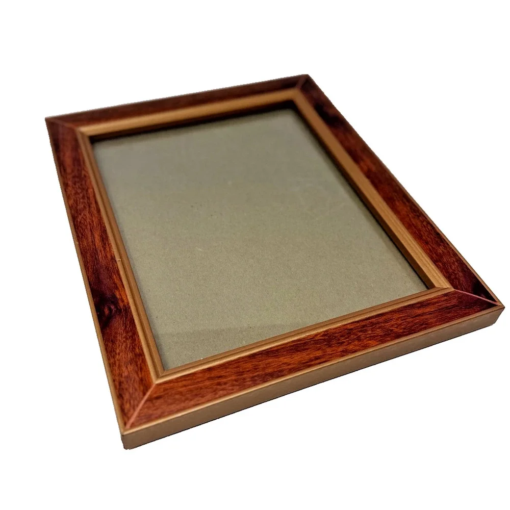 Vintage Wooden Picture Frame w Glass Brown Two-Tone Finish 12x10 GUC